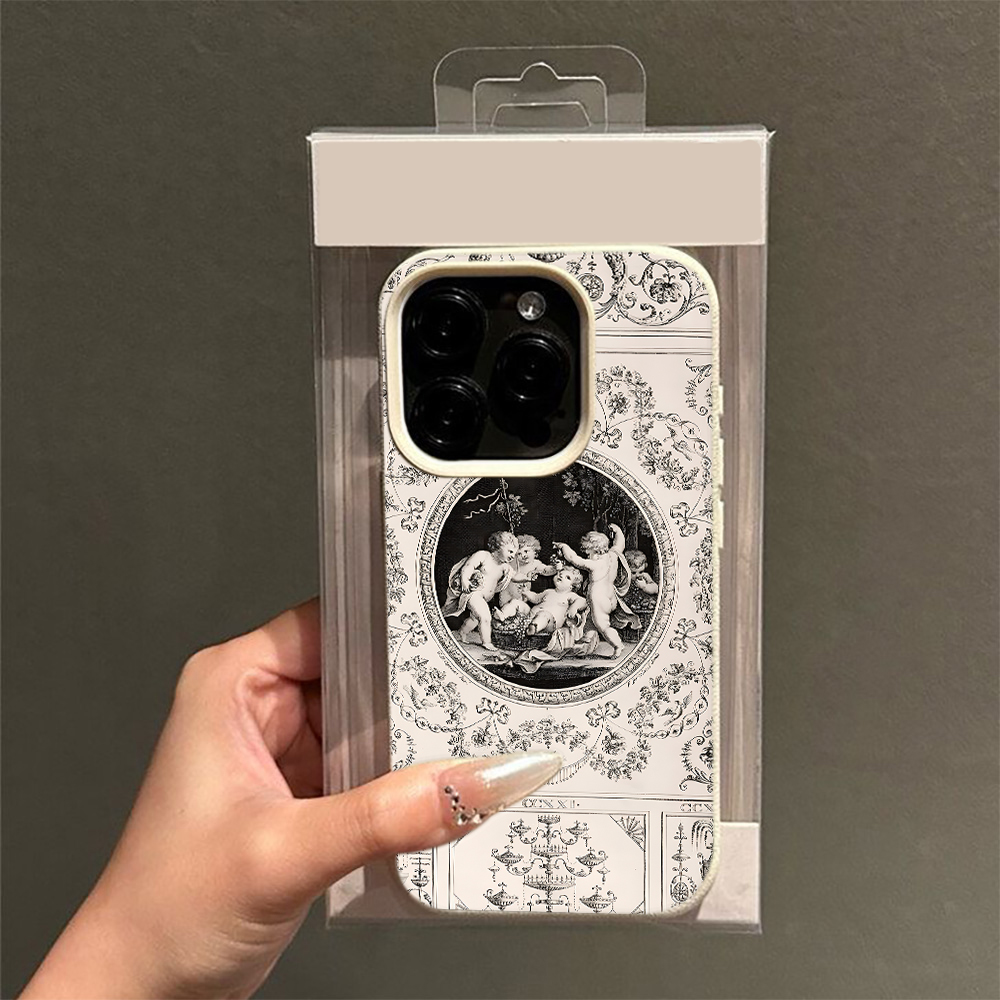 Vintage Floral Pattern Soft Case - Casing Telepon dengan Motif Malaikat Gaya