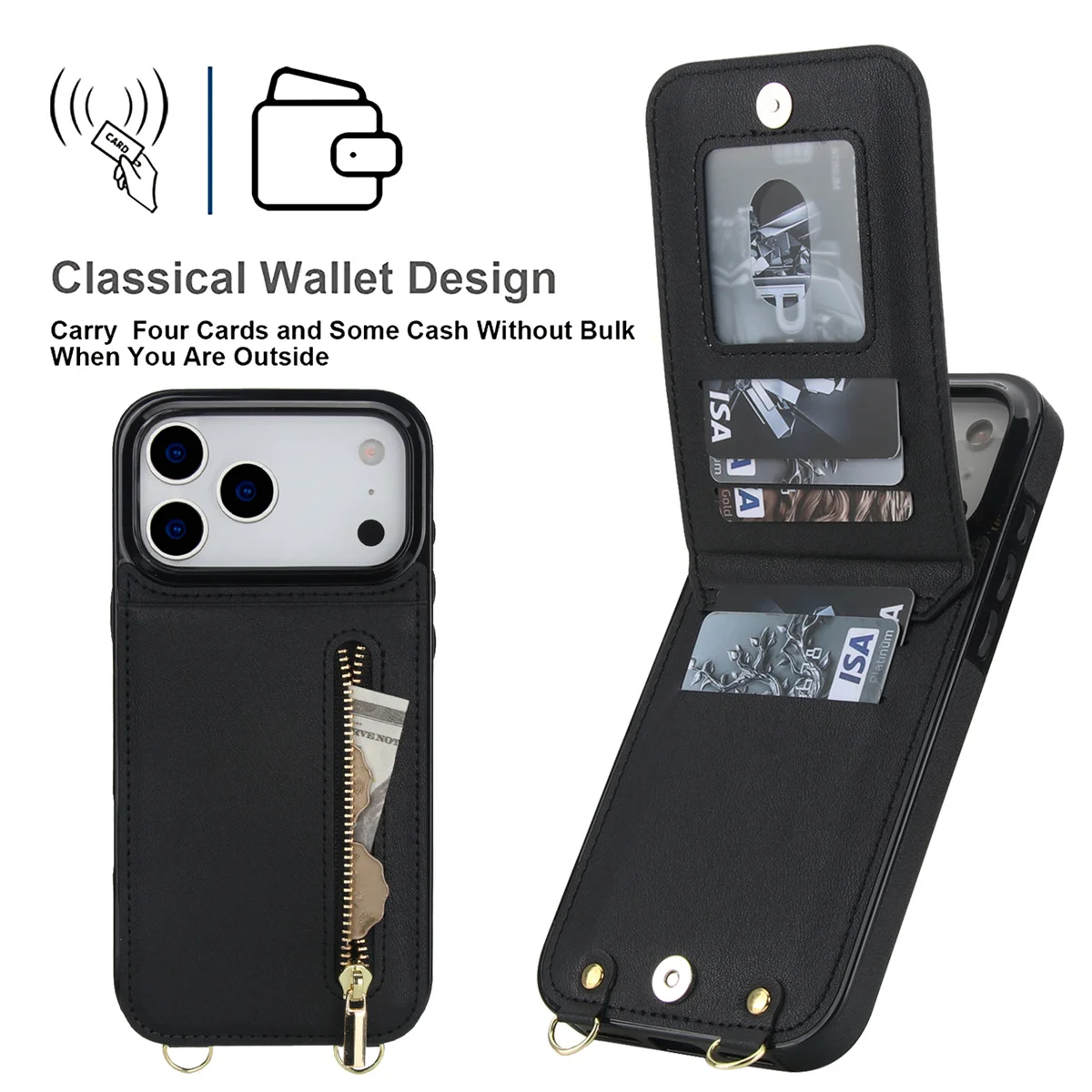 Dompet dengan Ritsleting dan T - Leather Wallet Card Holder Phone Cover ulasan dan harga