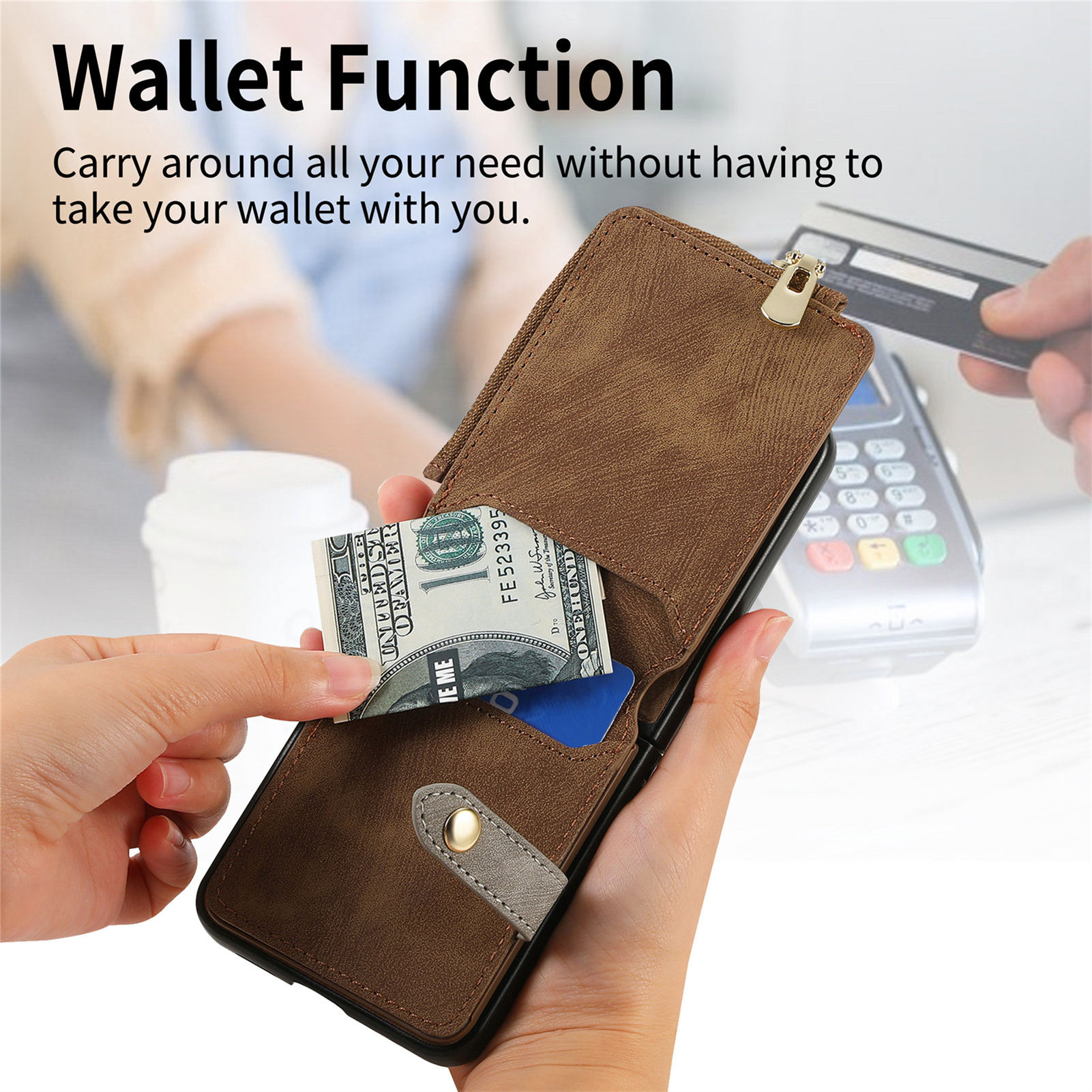 Casing Ponsel Kulit PU dengan  - Leather Wallet Card Holder Phone Cover ulasan dan harga